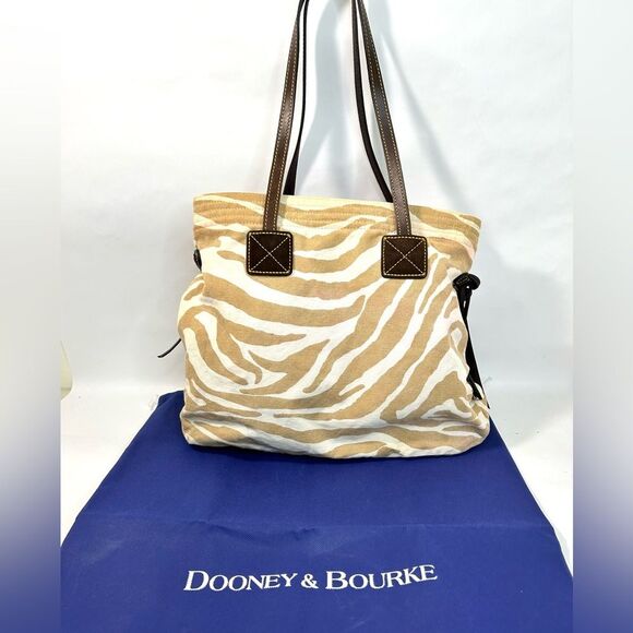Dooney & Bourke Canvas Tote in Beige Zebra Print with Dustbag - Picture 9 of 16